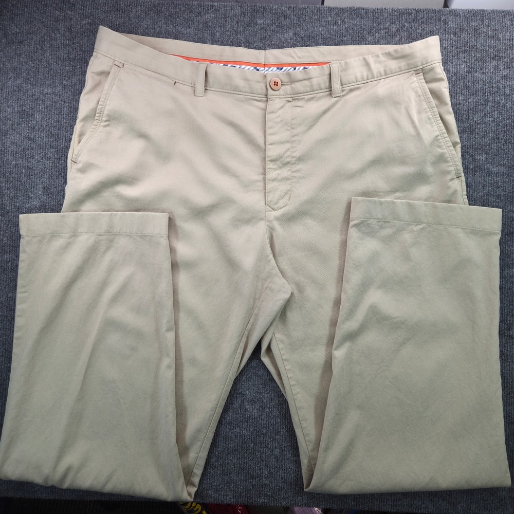Tommy Bahama Men 40x32 Khaki Cotton Tencel Chino Pants Straight Stretch